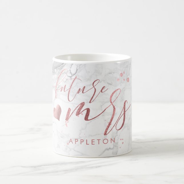 PixDezines Future Mrs/Faux Rose Gold/Modern Script Coffee Mug (Center)