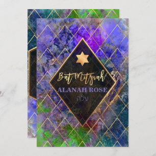 PixDezines Galaxy Abstract Geometric Bat Mitzvah Invitation