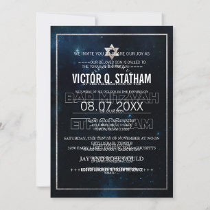 PixDezines Galaxy /Space Bat Mitzvah Invitation