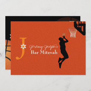 ✡ PixDezines Game On! Basketball Bar Mitzvah Invitation