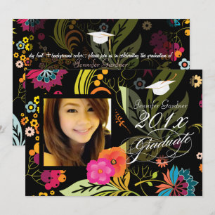 PixDezines Garden /Floral graduation Invitation