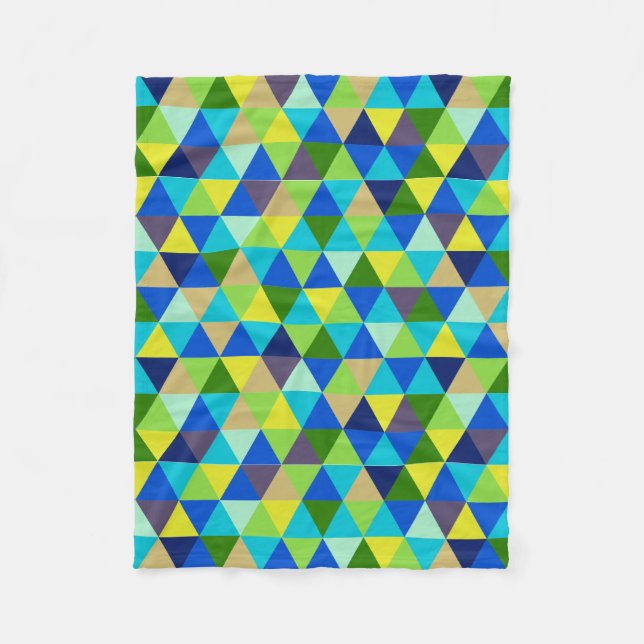 PixDezines geometric/adjustable/peacock colours/ Fleece Blanket (Front)