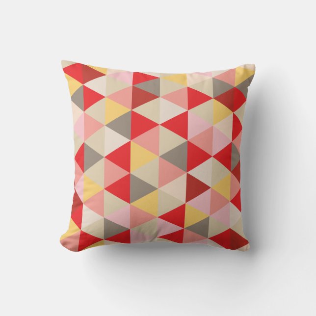PixDezines geometric/red/pink/yellow/ash Cushion (Front)
