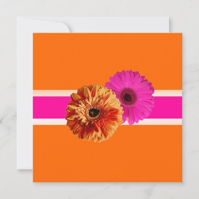 PixDezines Gerbera, orage+passion pink/diy colours Invitation (Front)