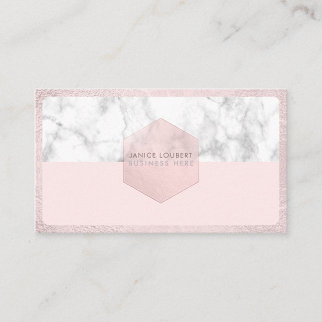 PixDezines Glam Pink | Blush+Marble Business Card (Front)