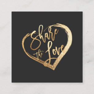 PixDezines Glam Share the Love Faux Gold Square Business Card