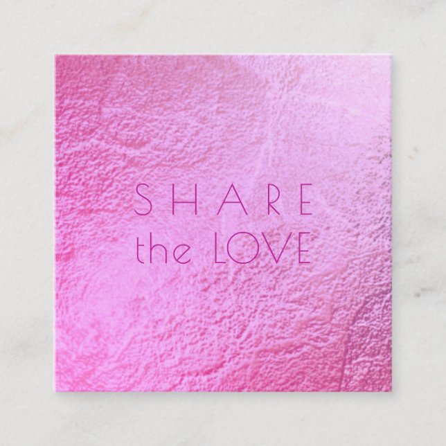 PixDezines Glam Share the Love Iridescent Ombre Square Business Card (Front)