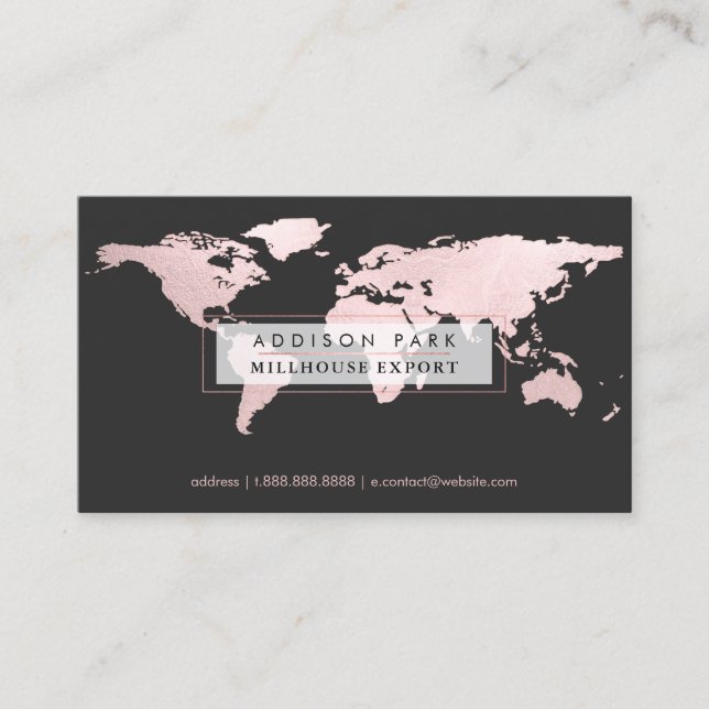 PixDezines going global/blush pink word map Business Card (Front)
