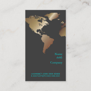 PixDezines Going Global/World Map/Faux Metallic Business Card