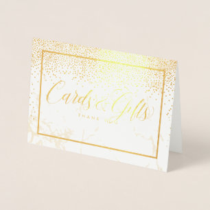 PixDezines Gold Confetti/Cards+Gifts Table Signs Foil Card