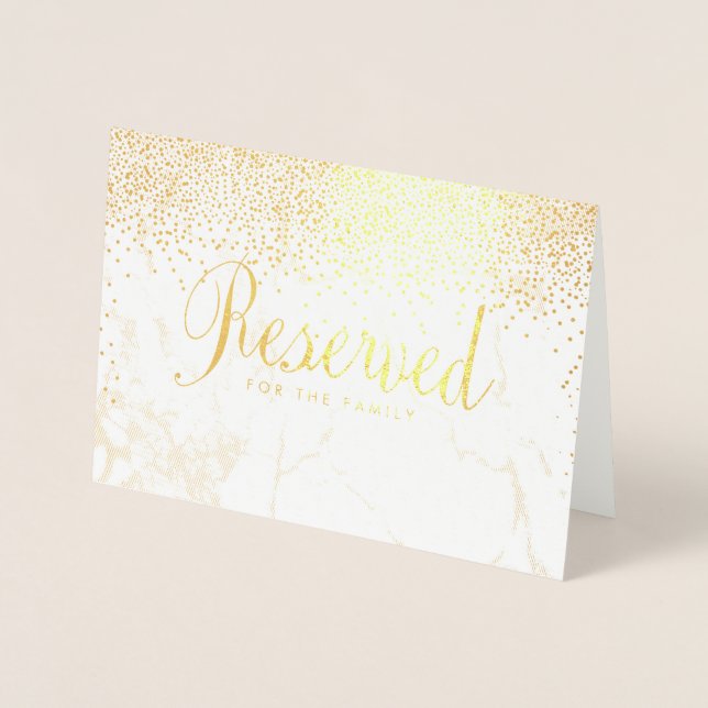 PixDezines Gold Confetti/Reserved Table Sign Foil Card (Front)