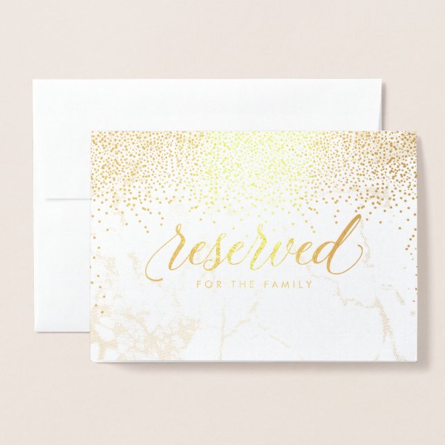 PixDezines Gold Confetti/Reserved Table Signs Foil Card (Front With Envelope)