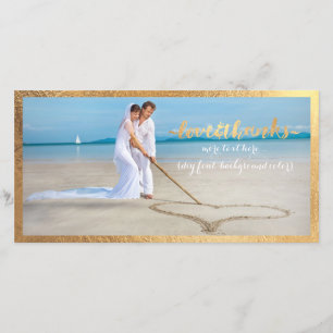 PixDezines gold frame/thank you wedding photo Thank You Card