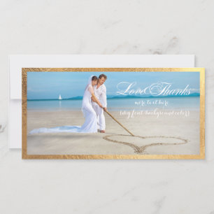 PixDezines gold frame/thank you wedding photo Thank You Card