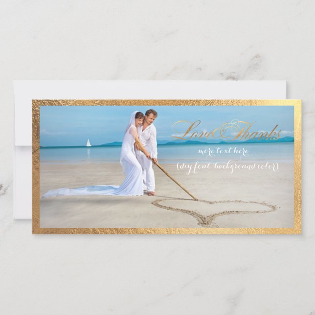 PixDezines gold frame/thank you wedding photo Thank You Card (Front)