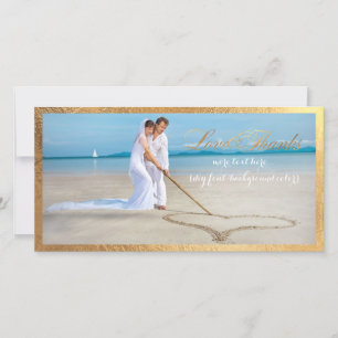 PixDezines gold frame/thank you wedding photo Thank You Card