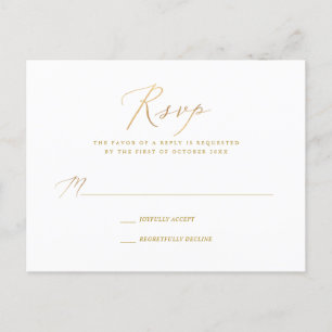 PixDezines Gold Tone Elegant Calligraphy RSVP Invitation Postcard