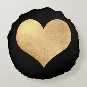 PixDezines Golden/Red Hearts/DIY background Round Cushion