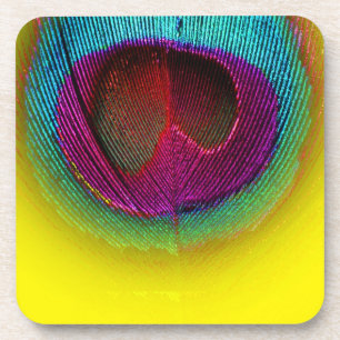 PixDezines Gorgeous Peacock eye/teal+pink Coaster