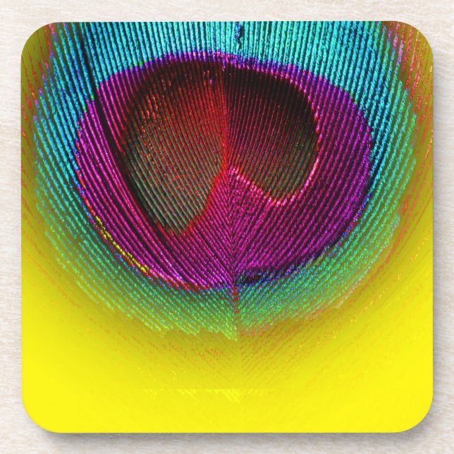 PixDezines Gorgeous Peacock eye/teal+pink Coaster (Front)