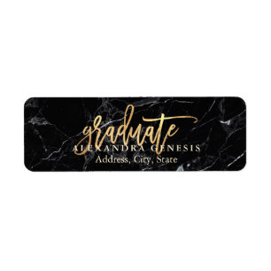 PixDezines Graduation/Faux Gold Script Font Return Address Label