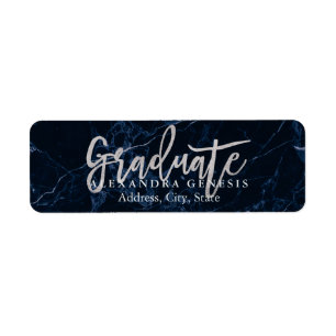 PixDezines Graduation/Faux Silver Script Font Return Address Label