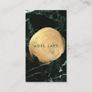 PixDezines GREEN MARBLE+FAUX GOLD SPOTS Business Card