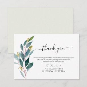 PixDezines Greenery Bereavement Thank You Invitation