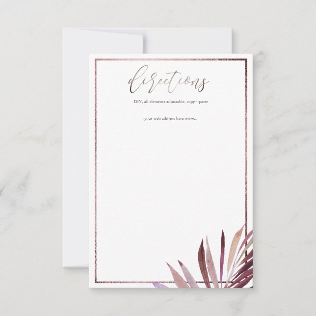 PixDezines Greenery Palm Fronds Directions RSVP Card (Front)
