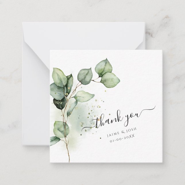 PixDezines Greenery Watercolor Eucalyptus Branch Card (Front)