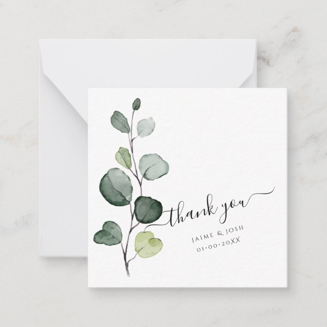 PixDezines Greenery Watercolor Eucalyptus Branch Card (Front)