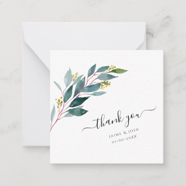 PixDezines Greenery Watercolor Eucalyptus Branch Card (Front)