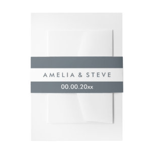PixDezines grey DIY colour adjustable stripes Invitation Belly Band