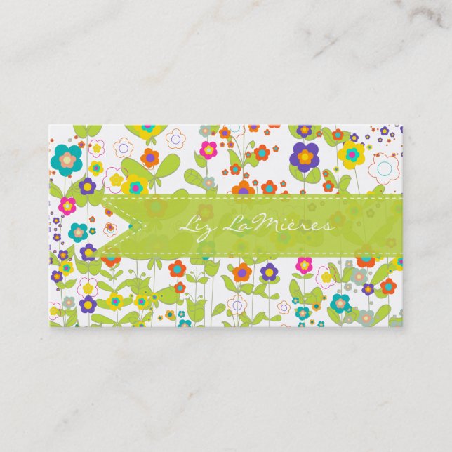 PixDezines groovy daisiediy background Business Card (Front)