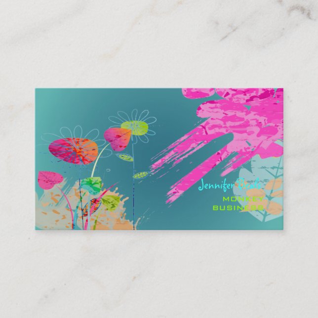 PixDezines Grunge Floral ♥♥♥♥ Business Card (Front)