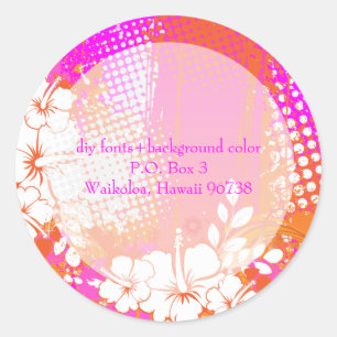 PixDezines grunge hibiscus/diy background colour Classic Round Sticker