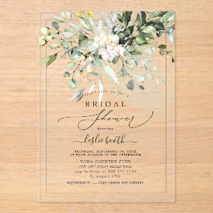 PixDezines Gum Eucalyptus Bridal Shower Acrylic Invitations