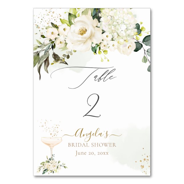 PixDezines H2 Alabaster Roses Hydrangea Table Number (Front)
