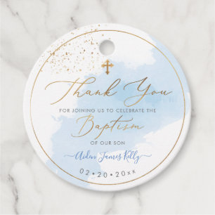 PixDezines H2 Blue Gold Dust Baptism Thank You Favour Tags