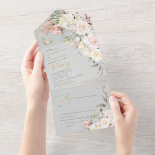 PixDezines H2 Blush n Alabaster Roses All In One Invitation
