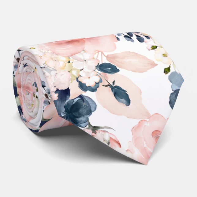 PixDezines H2 Blush Navy Roses DIY Background Tie (Rolled)