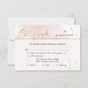 PixDezines H2 Blush Pink Cotton Candy Mitzvah RSVP Invitation