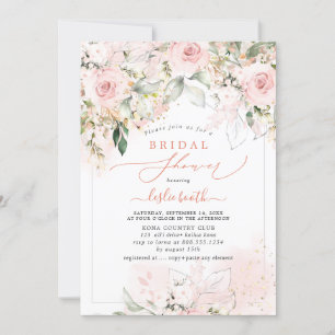 PixDezines H2 Blush Roses Hydrangea Bridal Shower Invitation