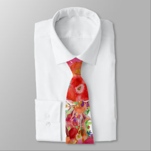 PixDezines H2 Botanical Red n Orange Tie