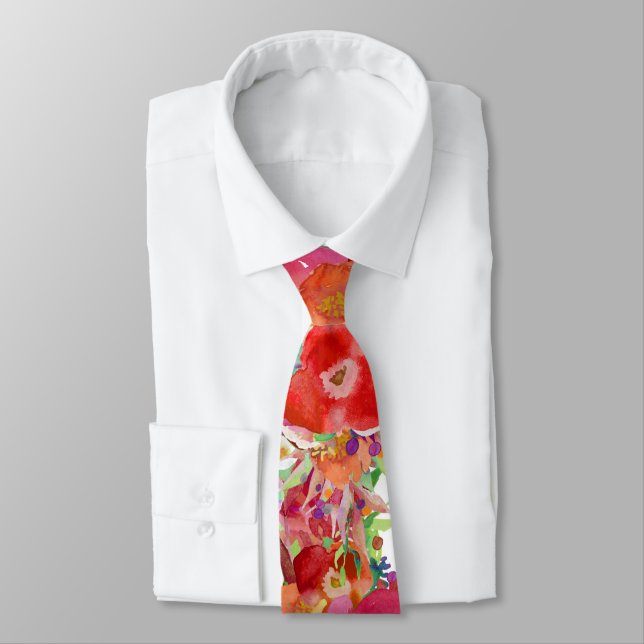 PixDezines H2 Botanical Red n Orange Tie (Tied)