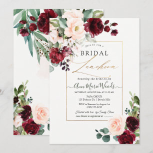 PixDezines H2 Burgundy Blush Bridal Luncheon Invitation