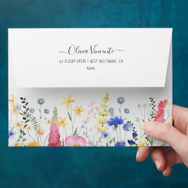 PixDezines H2 Delicate Wild Flowers Bridal Shower Envelope (Hand)