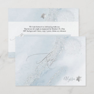 PixDezines H2 Dusty Blue Alcohol+Ink Mitzvah RSVP Invitation