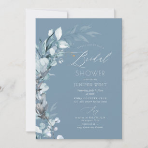 PixDezines H2 Dusty Blue Eucalyptus Bridal Shower Invitation