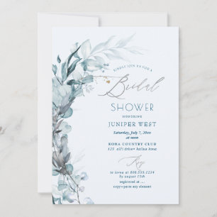 PixDezines H2 Dusty Blue Eucalyptus Bridal Shower Invitation